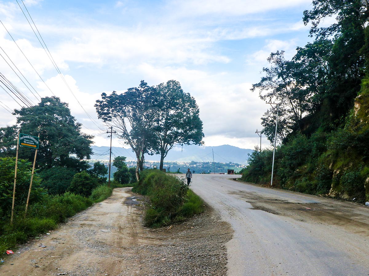 The first fork in the trail at Chalnakhel Bus Stop