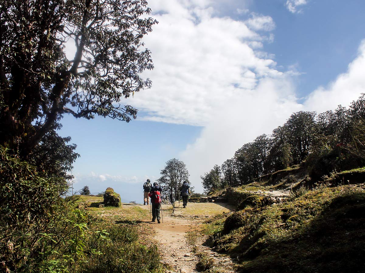 Hikers descending down to Budhanilkantha from Dada Gaun