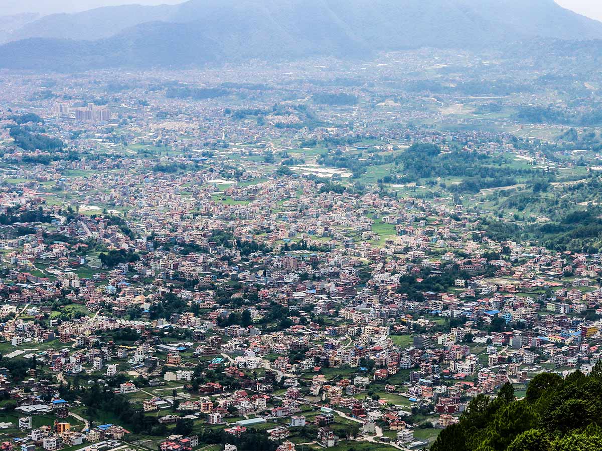 Overview of Kathmandu valley as seen from Budhanilkantha
