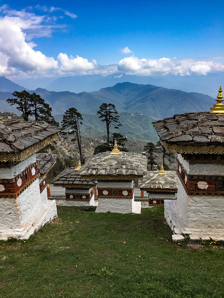 stupas looking into the valley