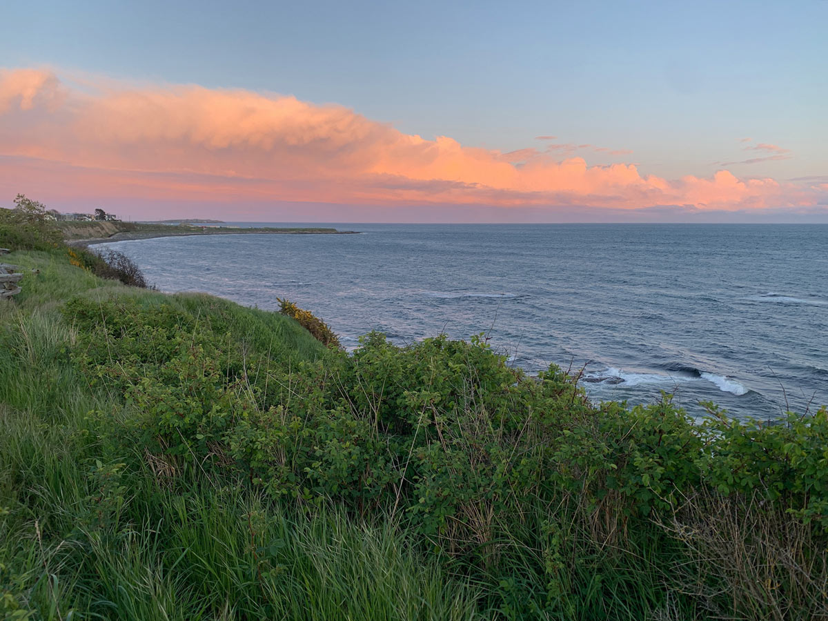 Cotton candy clouds at Ogden Point and Dallas Road on one of the best hiking trails around Victoria