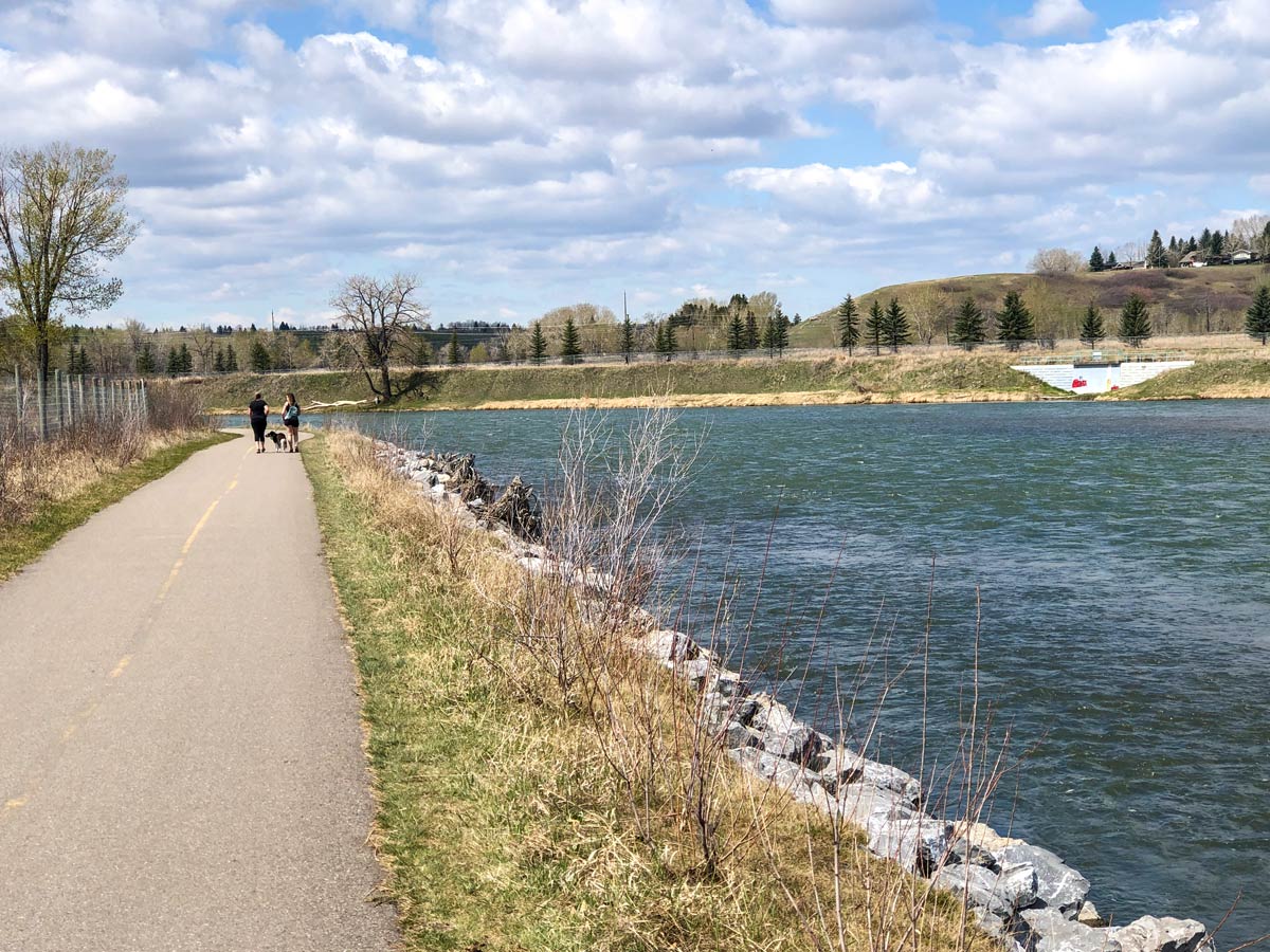 Beautiful walkway beside the river in Cranston Ridge area Calgary Alberta