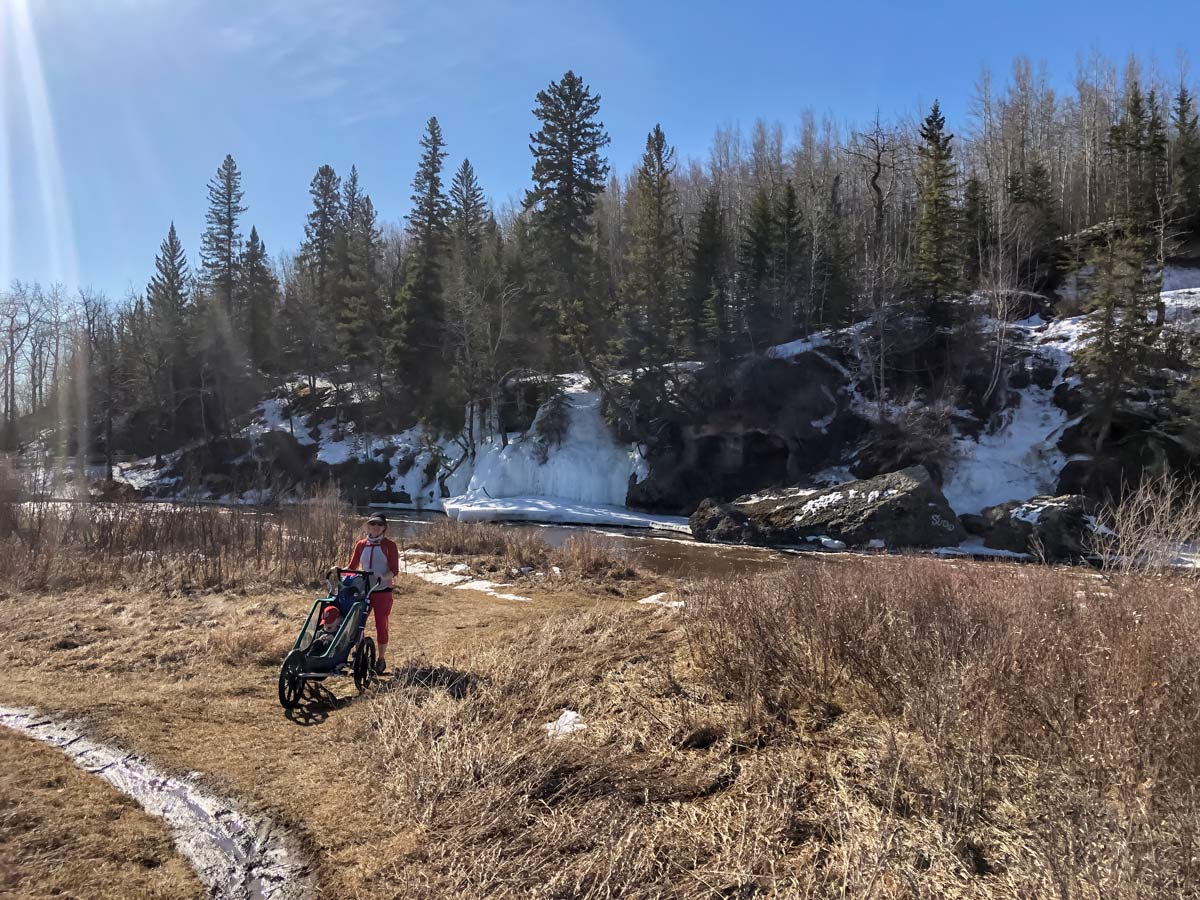 Snow and river along Fish Creek Ranch and Parkland Ridge walking trails in Calgary Alberta