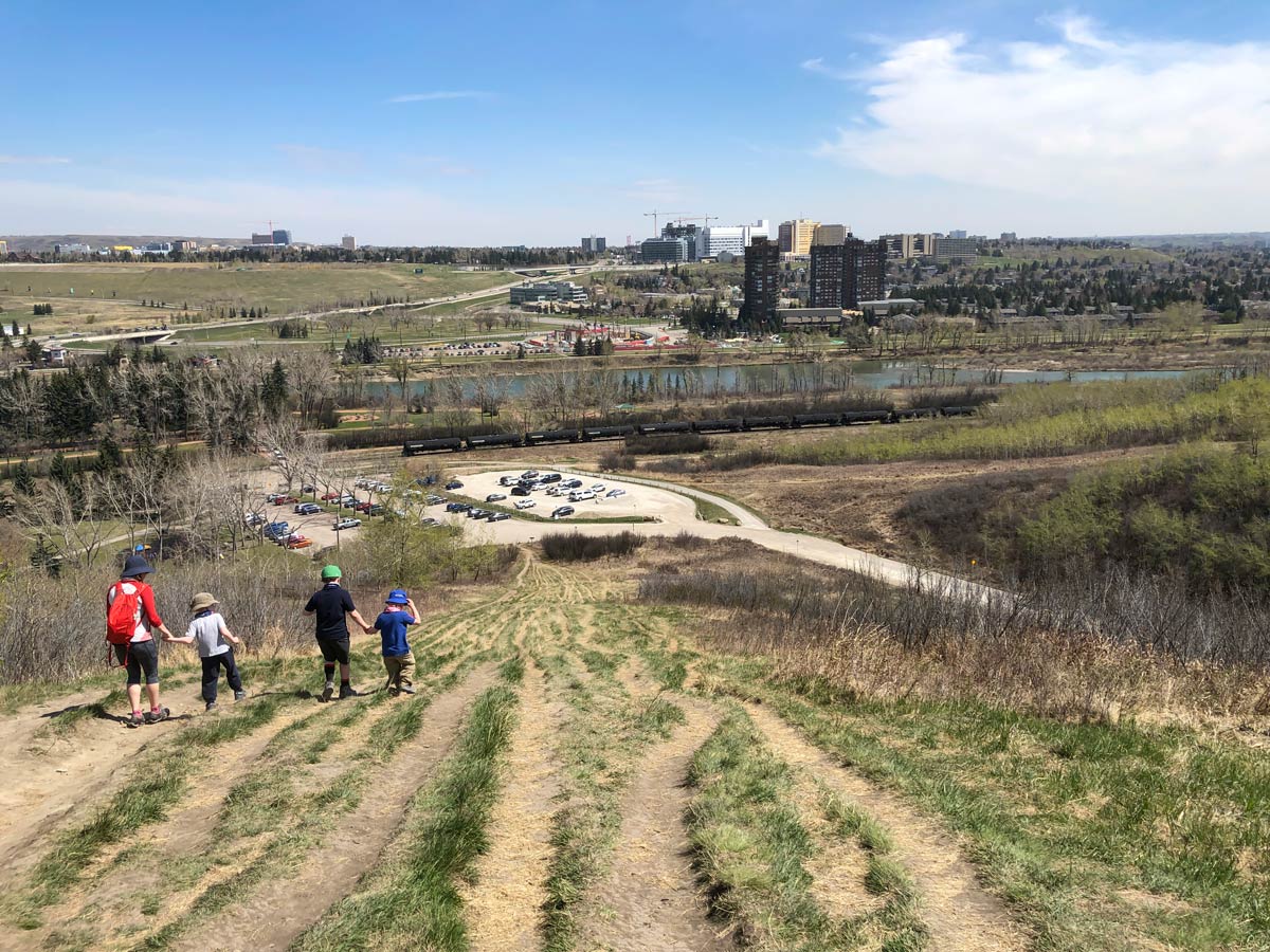 Parking lot for Douglas Fir walking trail in Calgary Alberta