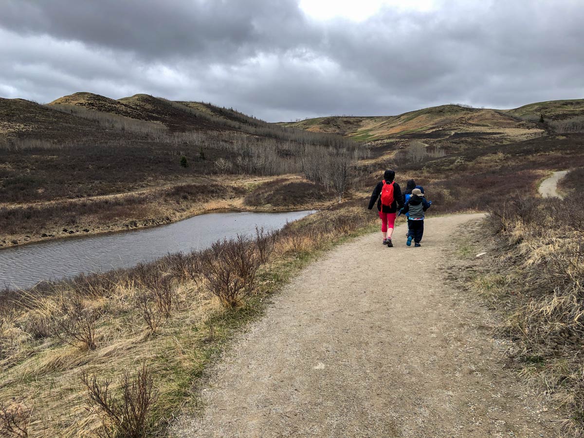 Paths perfect for families along Glenbow Ranche near Calgary Alberta for walking and biking around the city