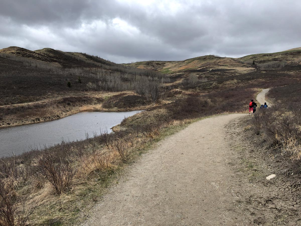 Near Urban hiking along Glenbow Ranche near Calgary Alberta for walking and biking around the city