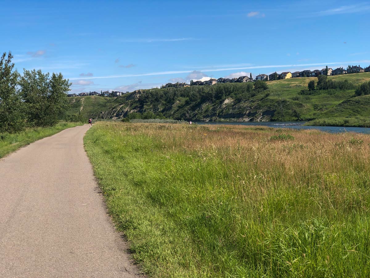 Lafarge Meadows paved walking trail in Calgary Alberta