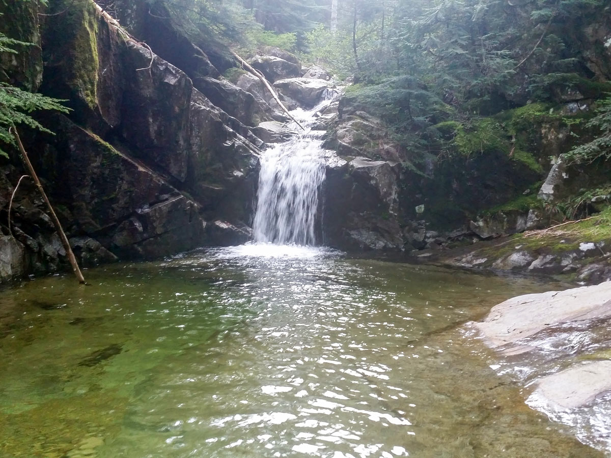 Natural waterfalls along Coliseum Mountain hike North Shore British Columbia