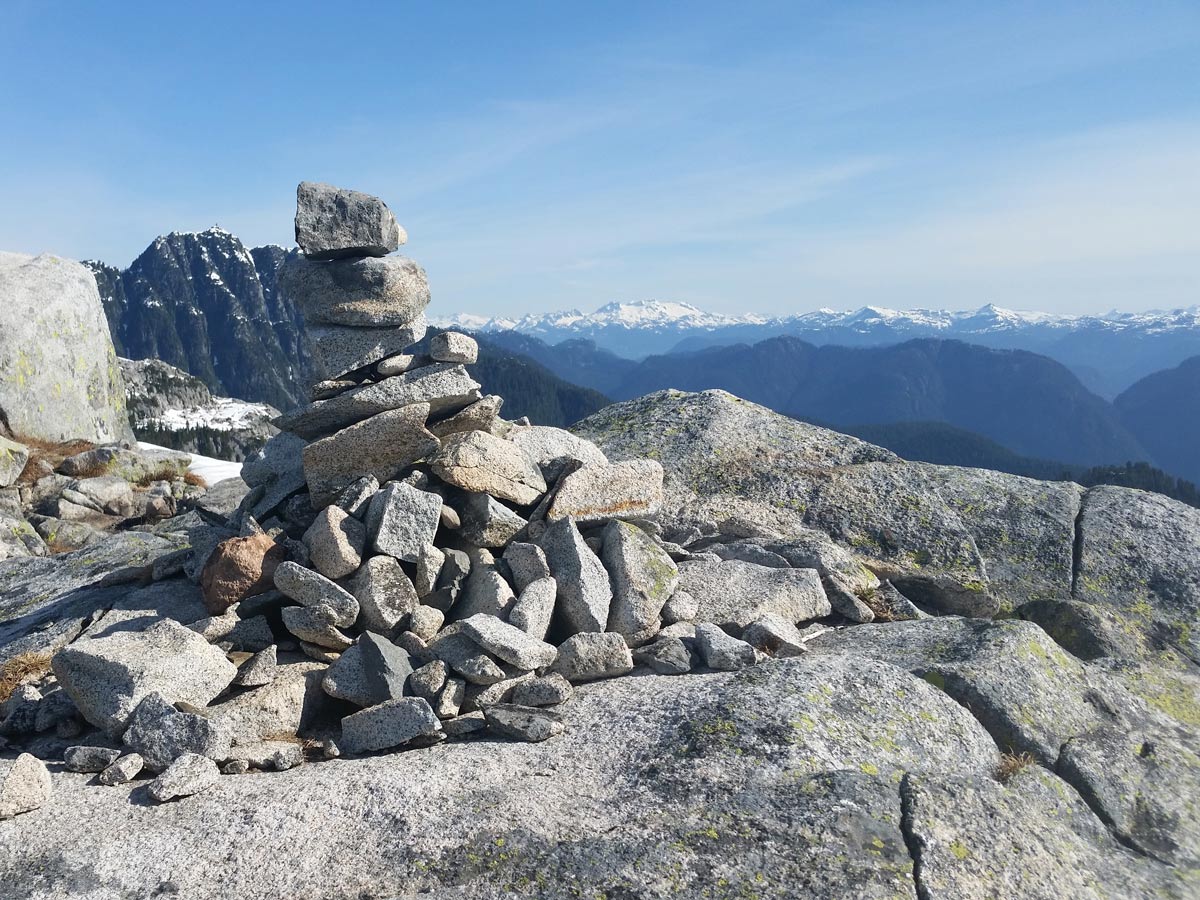 Rock pile atop Coliseum Mountain in North Shore region of West coast British Columbia