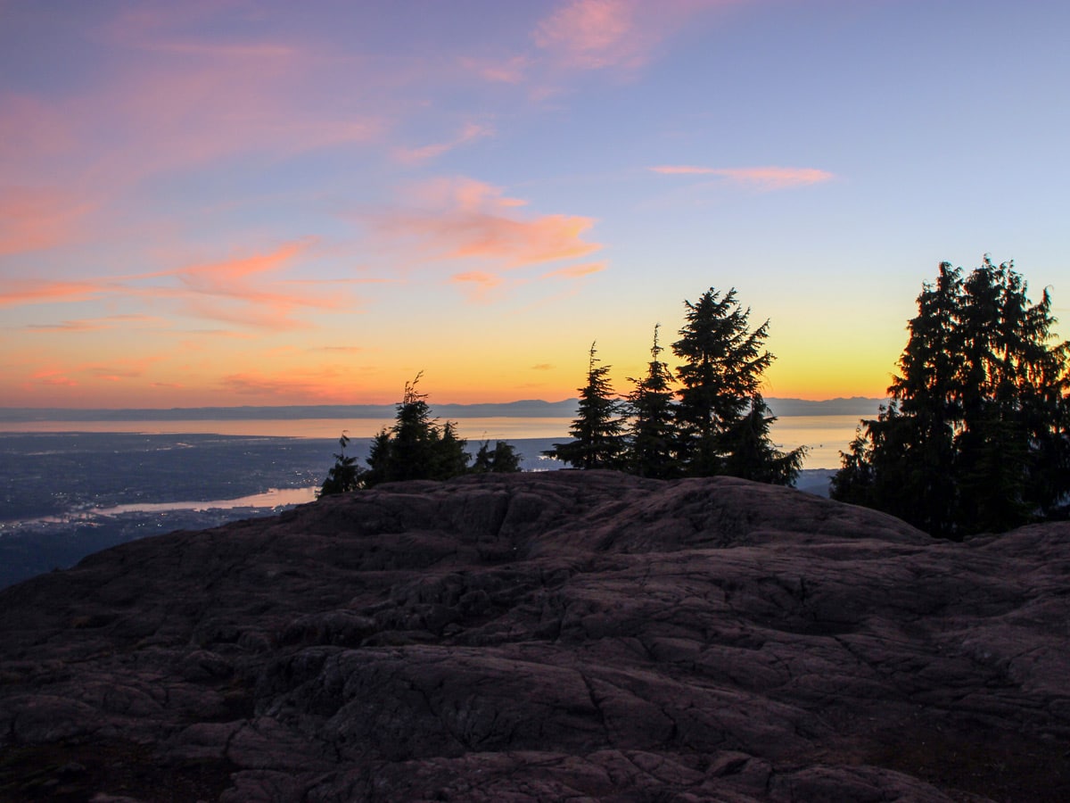 Beautiful sunset from the summit of Dog Mountain in BCs North Shore area