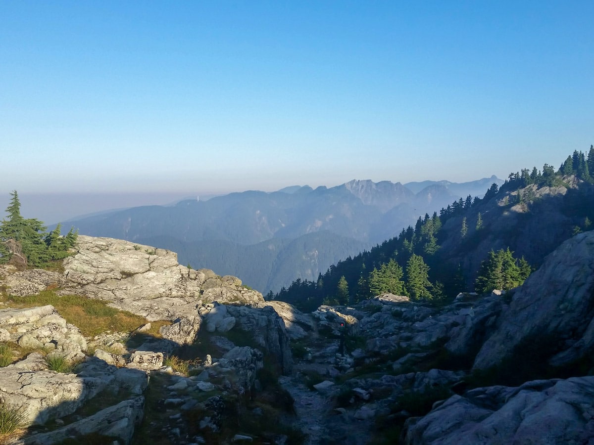 British Columbia mountains viewed from hiking up Mount Seymour in North Shore region of BC