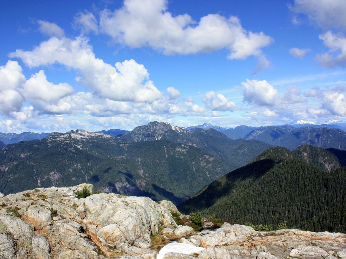 Beutiful British Columbia from the top of Mount Seymour hiking trail in Nooth Shore BC