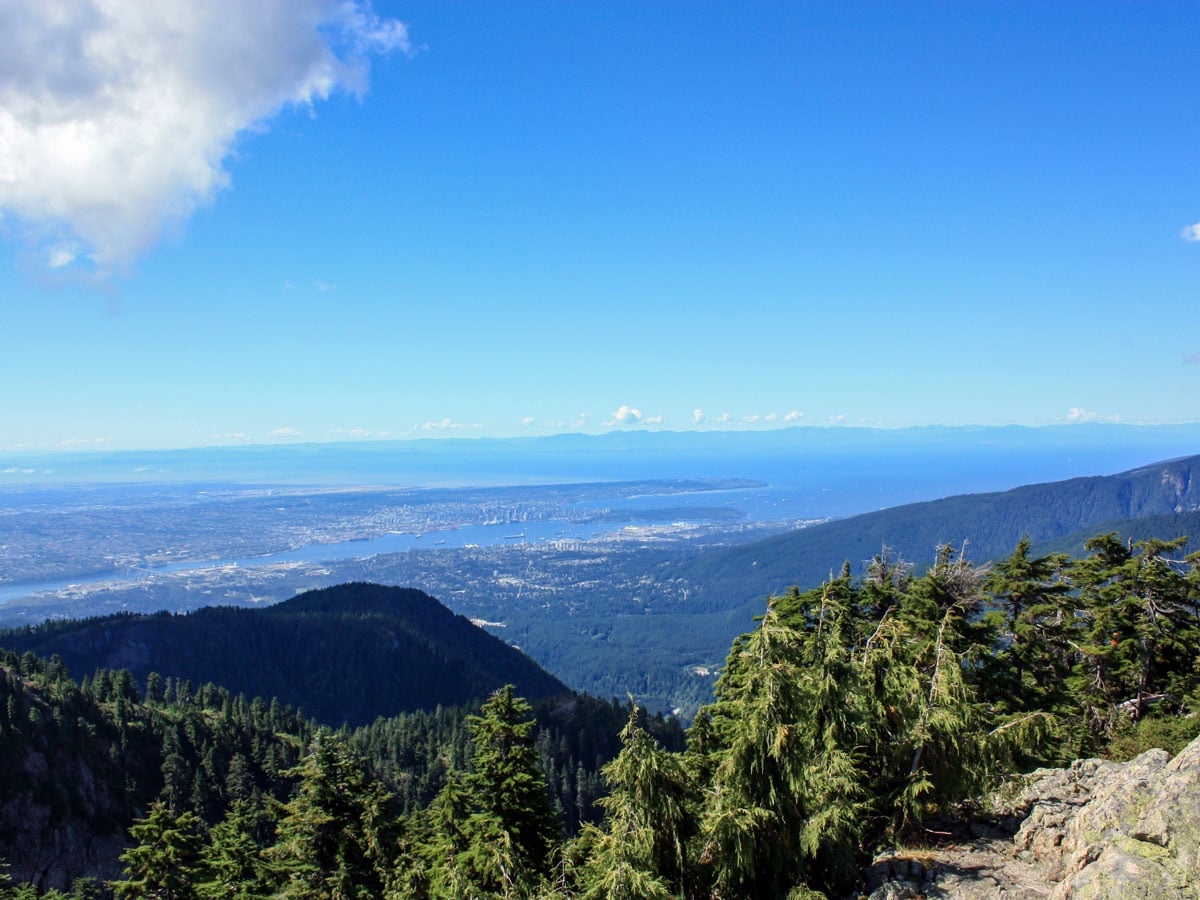Beautiful Vancouver viewed from Mount Seymour hiking trail on North Shore of west coast BC