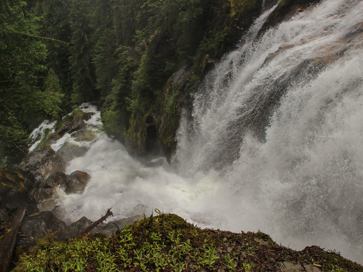 Looking down on Crooked Falls waterfalls near Squamish BC