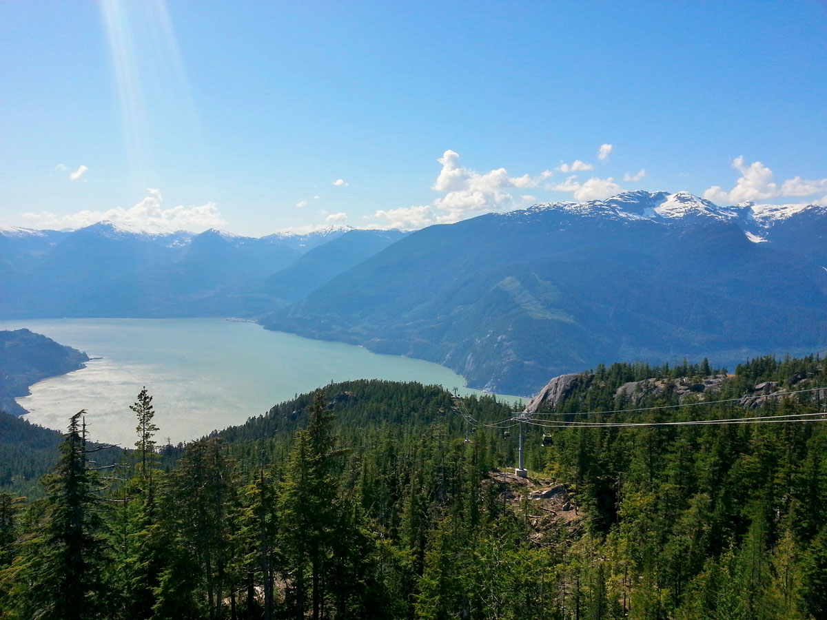 View of Howe Sound below SeatoSky Gondola Squamish