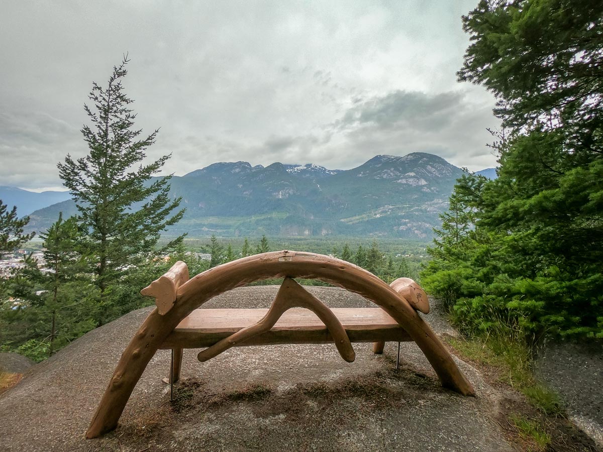 Bench at a Viewpoint Trail lookout in Squamish BC