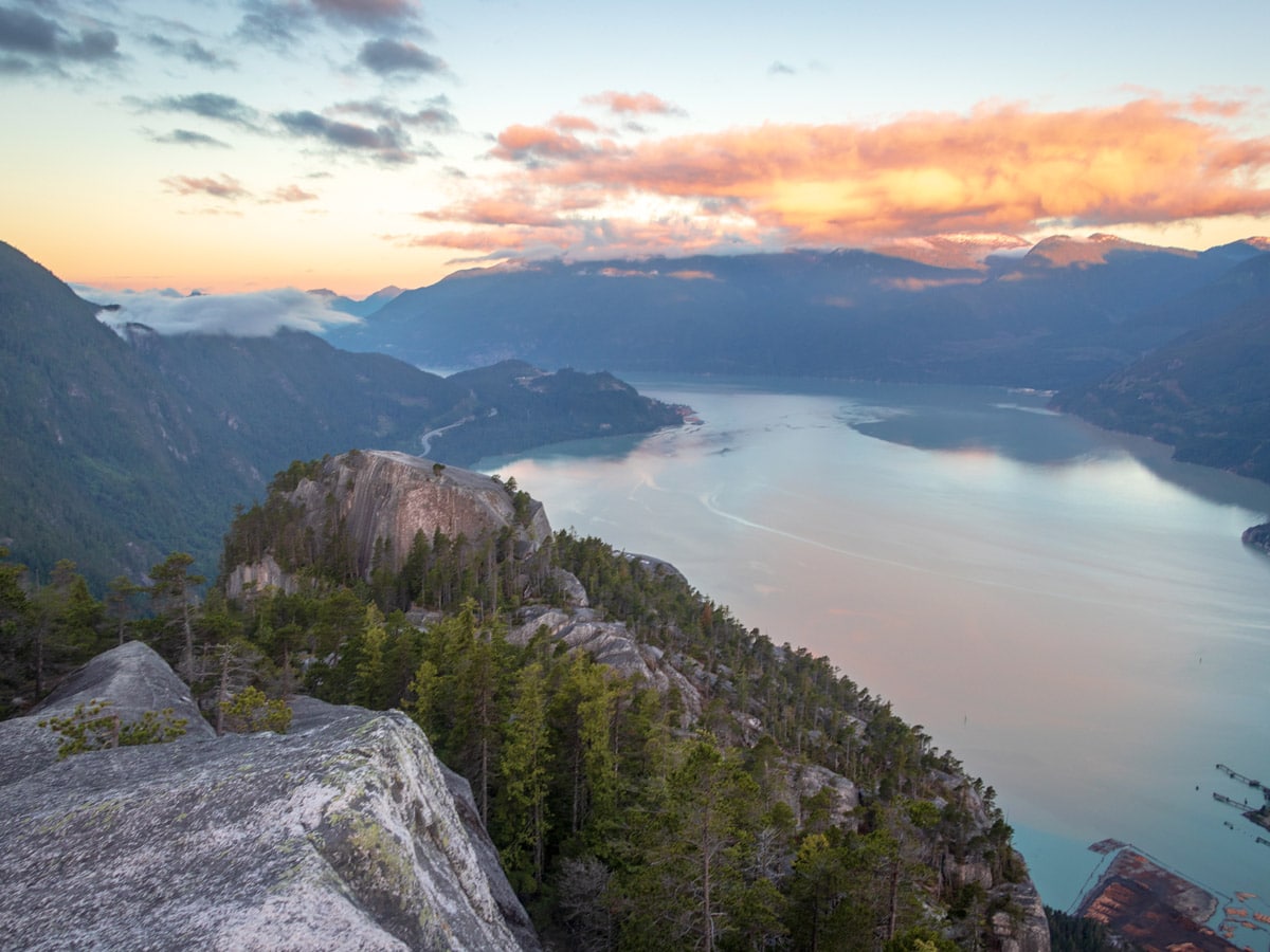 Looking down on peak of the Chief near Squamish British Columbia