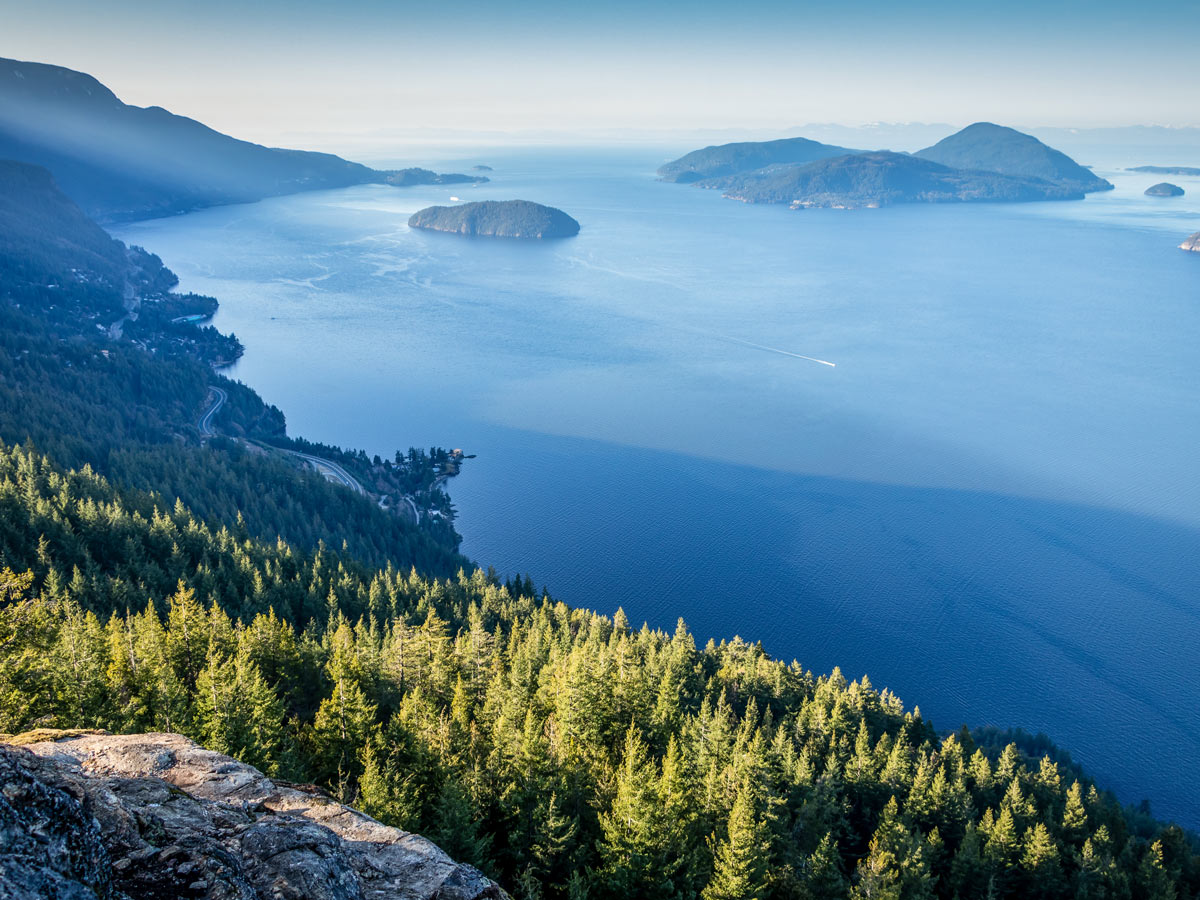 Howe Sound seen from Tunnel Bluffs hiking trail near Squamish BC