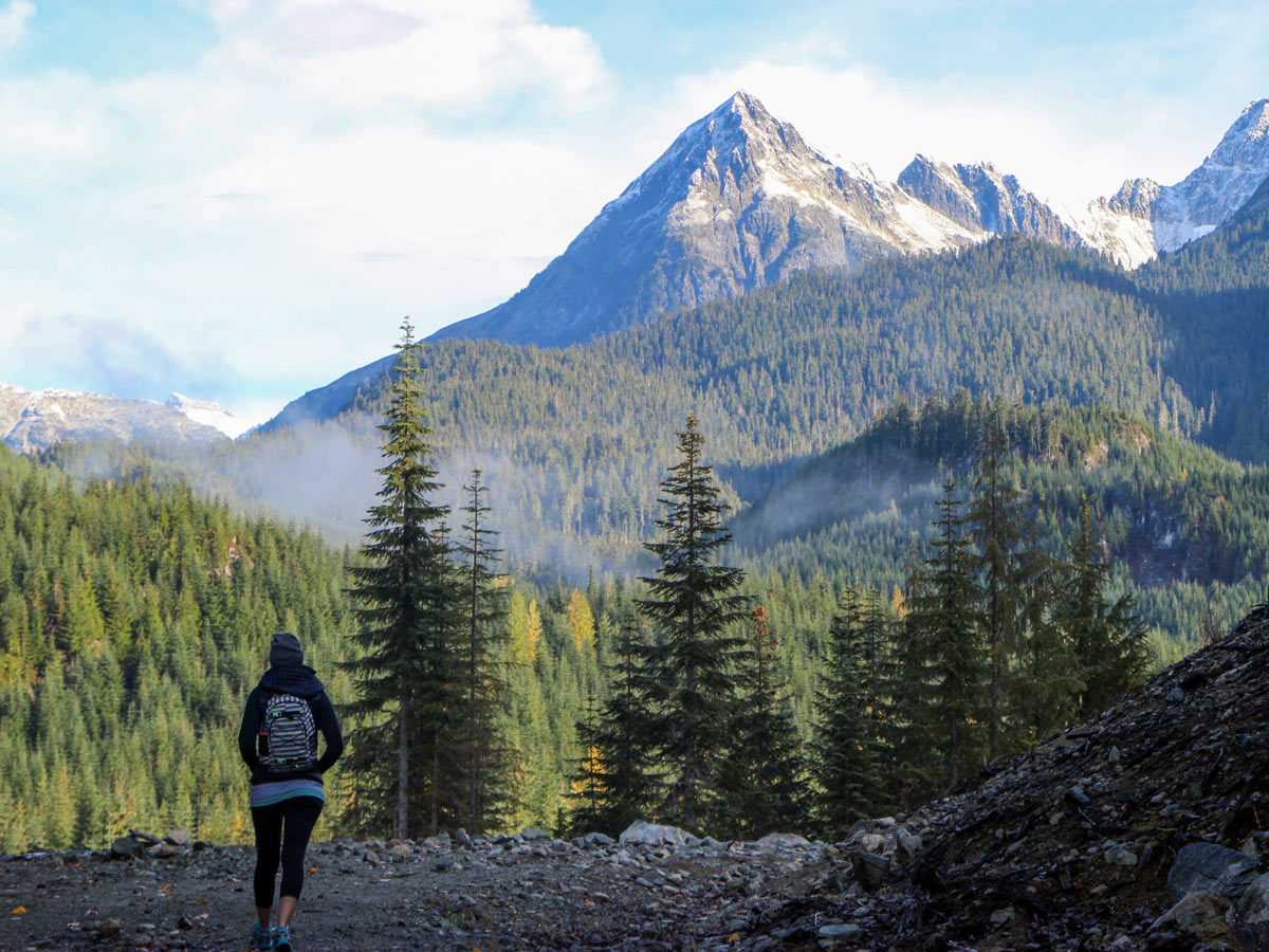 Starting at the trailhead hiking to Watersprite Lake Squamish