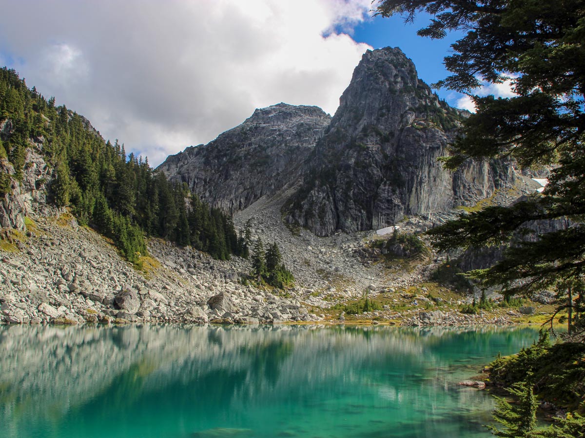 High mountain peaks surrounding Watersprite Lake near Squamish BC