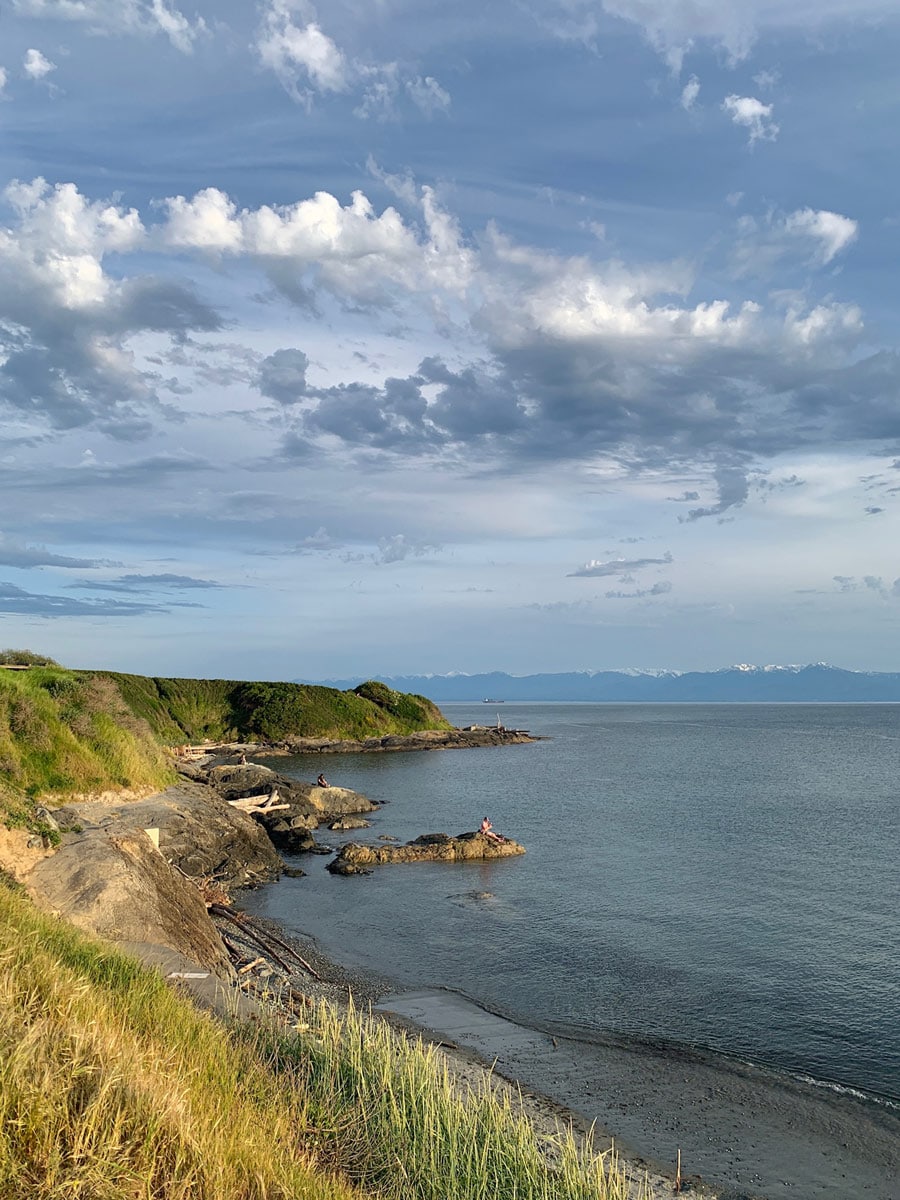 Sunset on the bluffs hiking by Dallas Road near Victoria