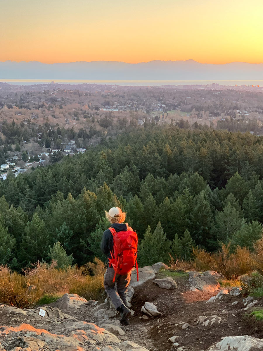 Evening hike up Mount Doug near Victoria