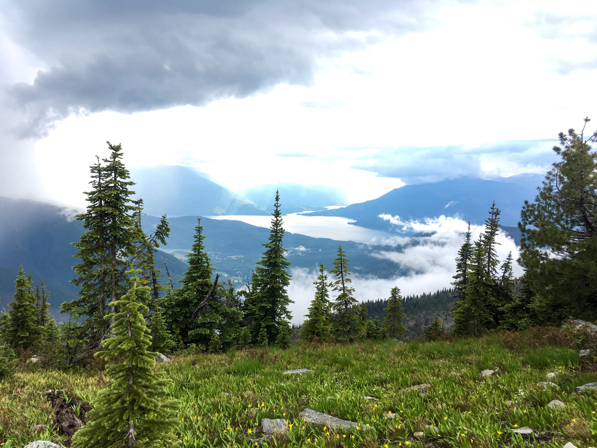 View back of Kootenay Lake on Plaid Lake and Mount Crawford hike in West Kootenays