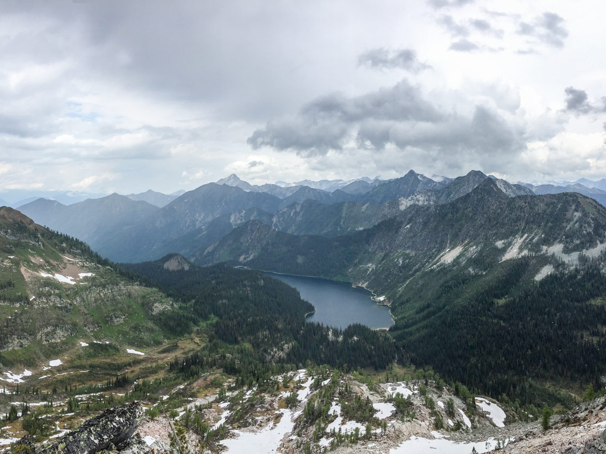 View of Plaid Lake from Mt Crawford on Plaid Lake and Mount Crawford hike in West Kootenays