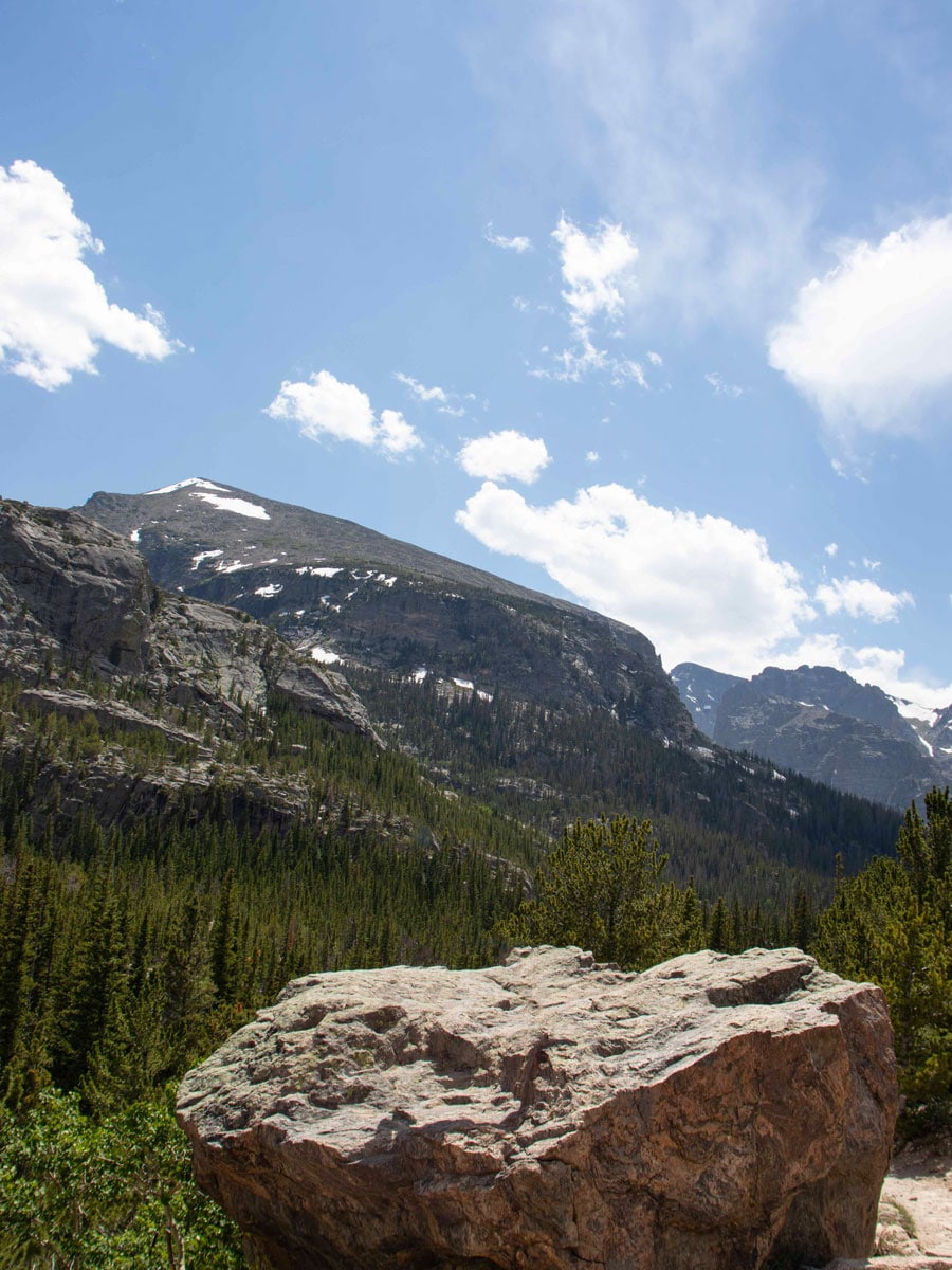Mountains near Mills Lake seen on one of the best hikes in Rocky Mountain National Park