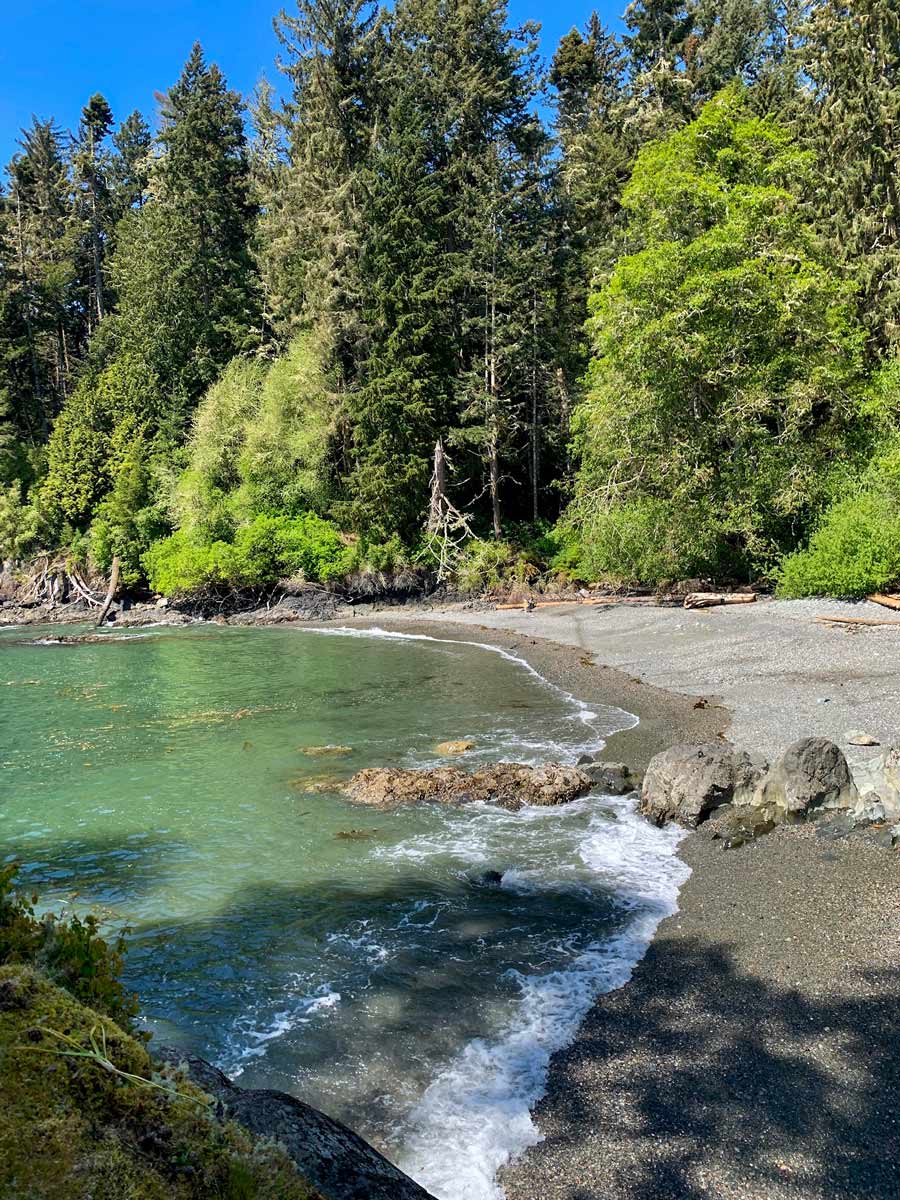 Waves on the shores viewed from beautiful hiking trail around Sooke near Victoria