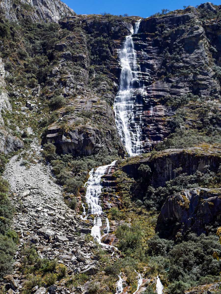 Mountain waterfall along Lake 69 hiking trail