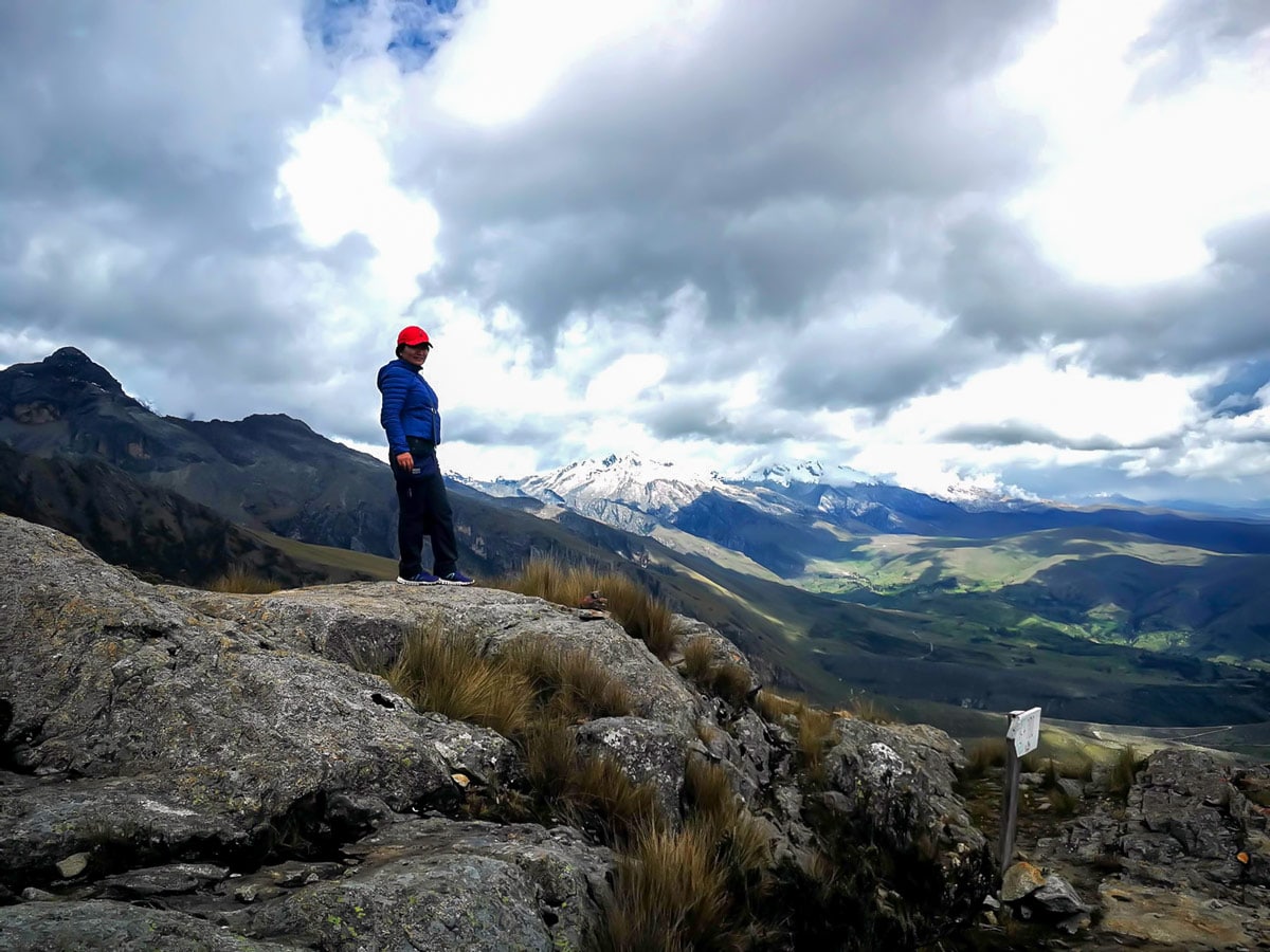 Hiker admiring views near Lake Awak