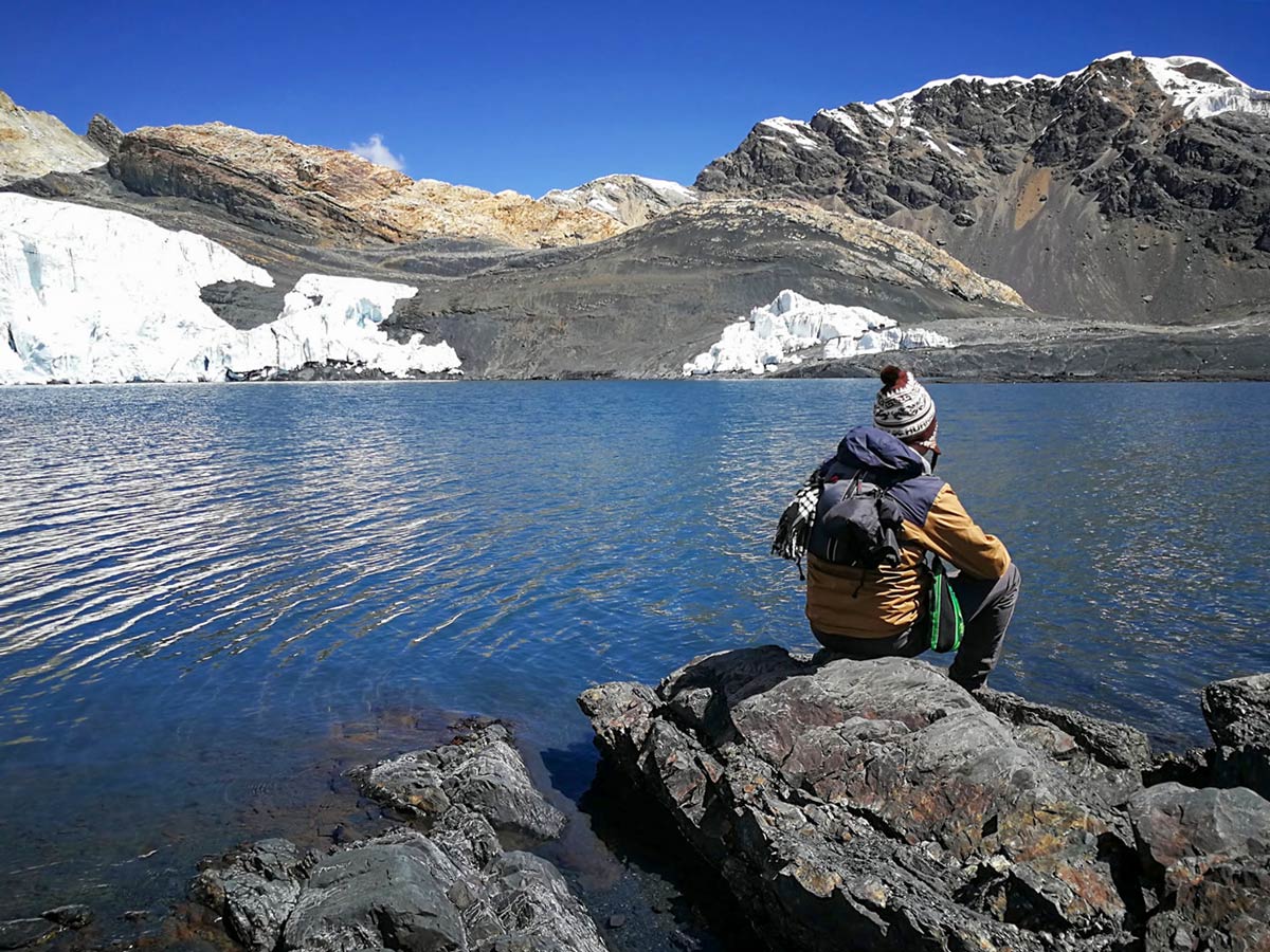 Hiker enjoys views of Pastoruri Glacier