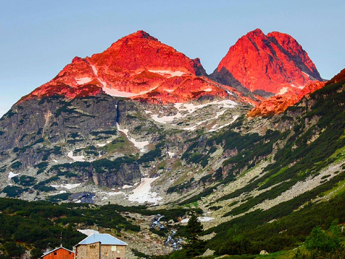 Mt Malyovitsa from the hut seen while hiking one of the best trails in Bulgaria