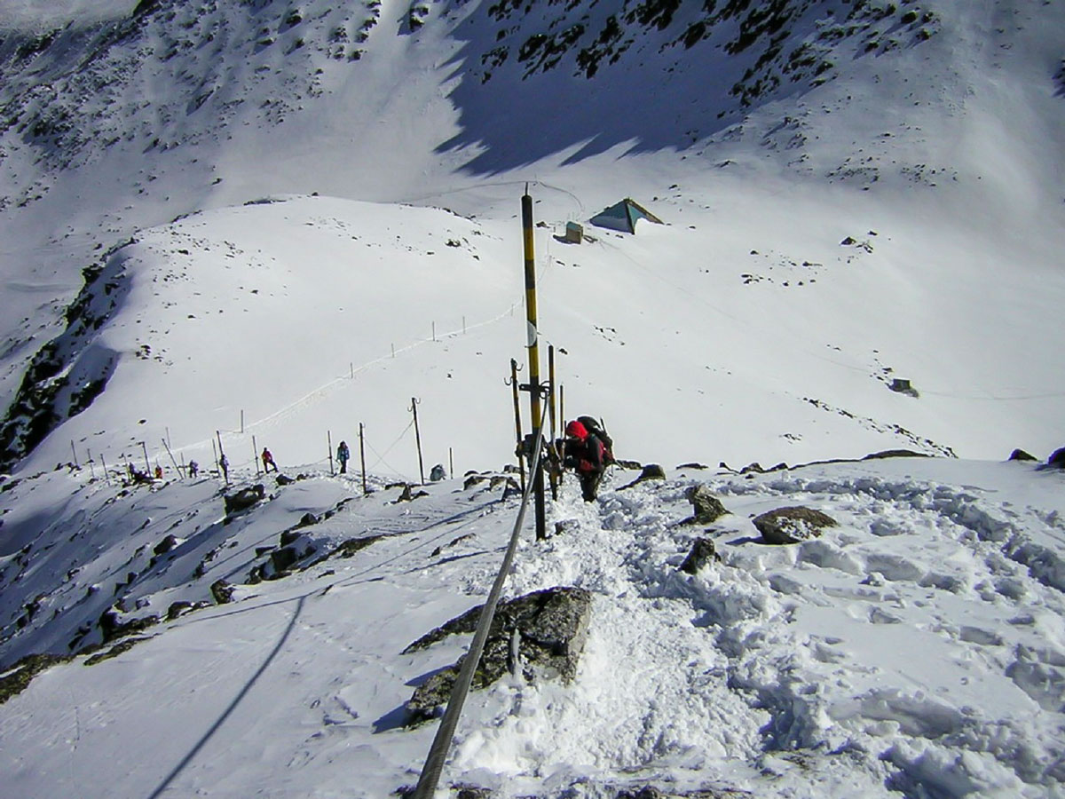 The winter ascent to Musala 3rd stage with the metal rope