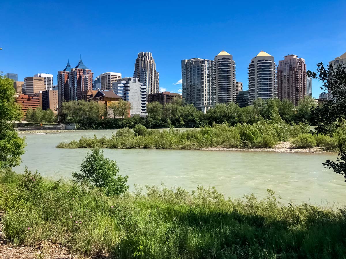 Biking along the Bow river in Calgary Alberta from south to Edworthy
