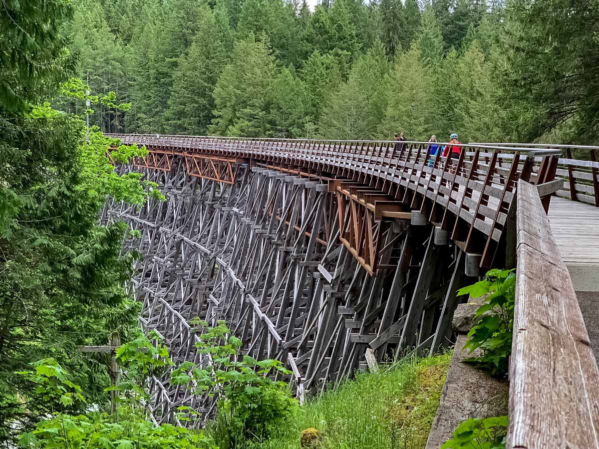 Cyclists traverse Kinsol Tressel near Victoria on Vancouver Island
