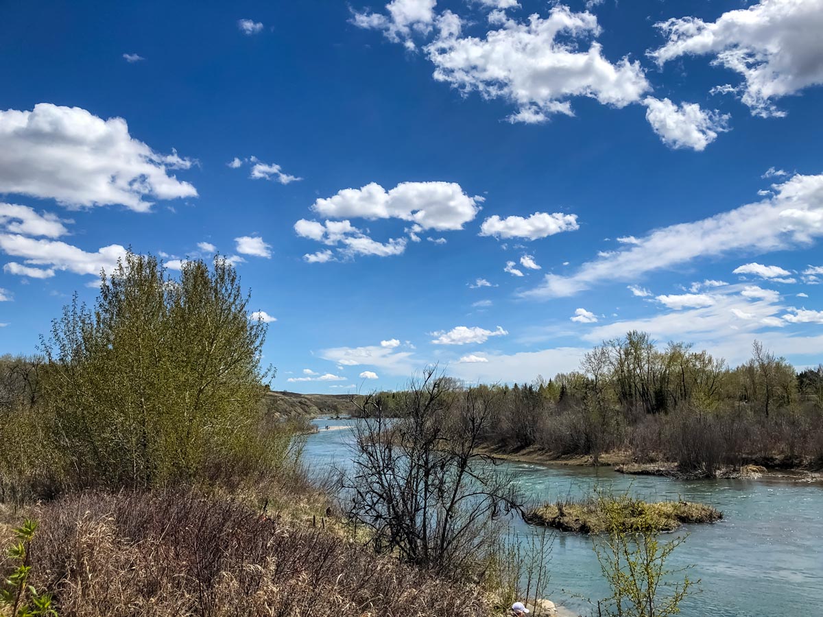 Cycling path along the beautiful Bow River to the Bowness region of Calgary