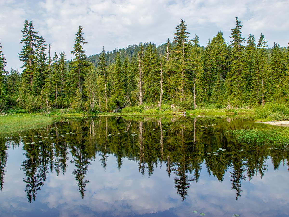 A Scenic pond as you approach Dennett Lake along Munro Lake hike near Vancouver BC