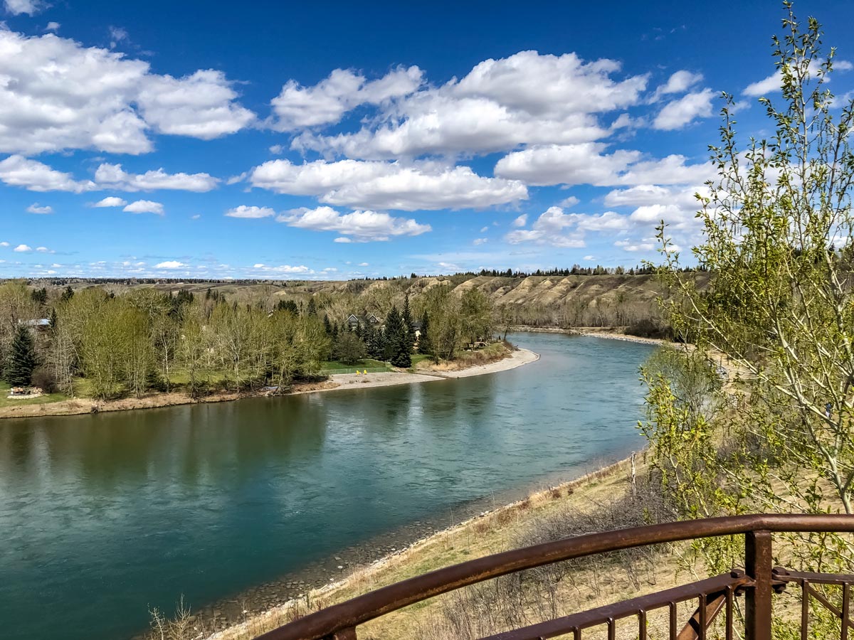 Cycling the Bow river Pathway to Bowness in Calgary Alberta