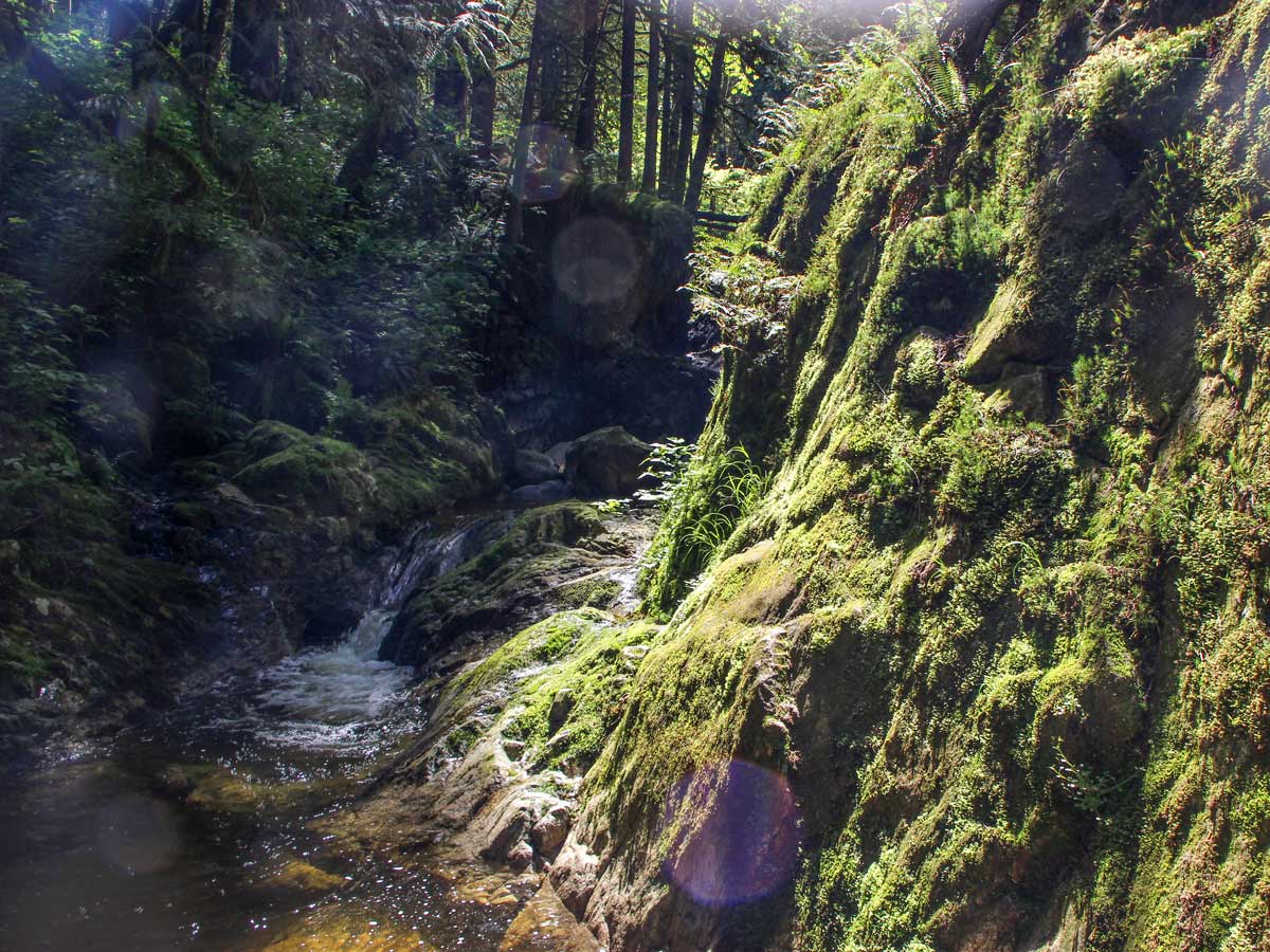 Small pools above the Crystal Falls waterfall near Vancouver in British Columbia