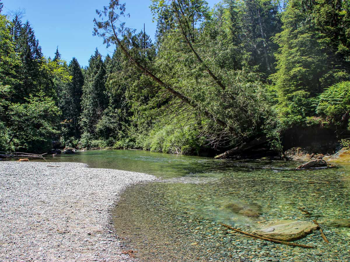 Clear waters of Gold Creek near Gold Creek Falls around Vancouver BC