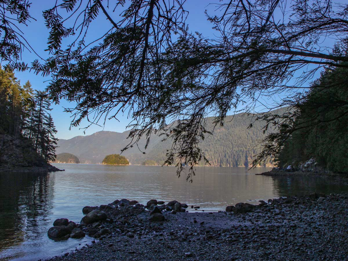 Rocky beach on Jug Island near Vancouver British Columbia