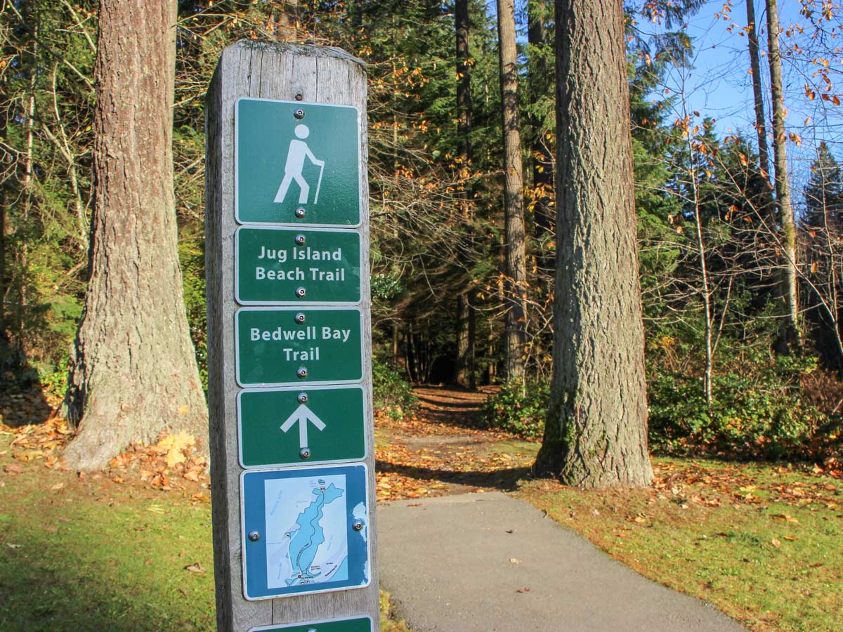 Jug Island hike trailhead near Vancouver