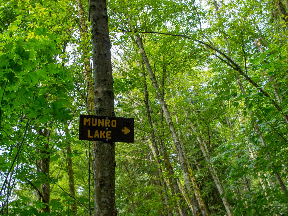 Munro Lake hiking trail trailhead near Vancouver