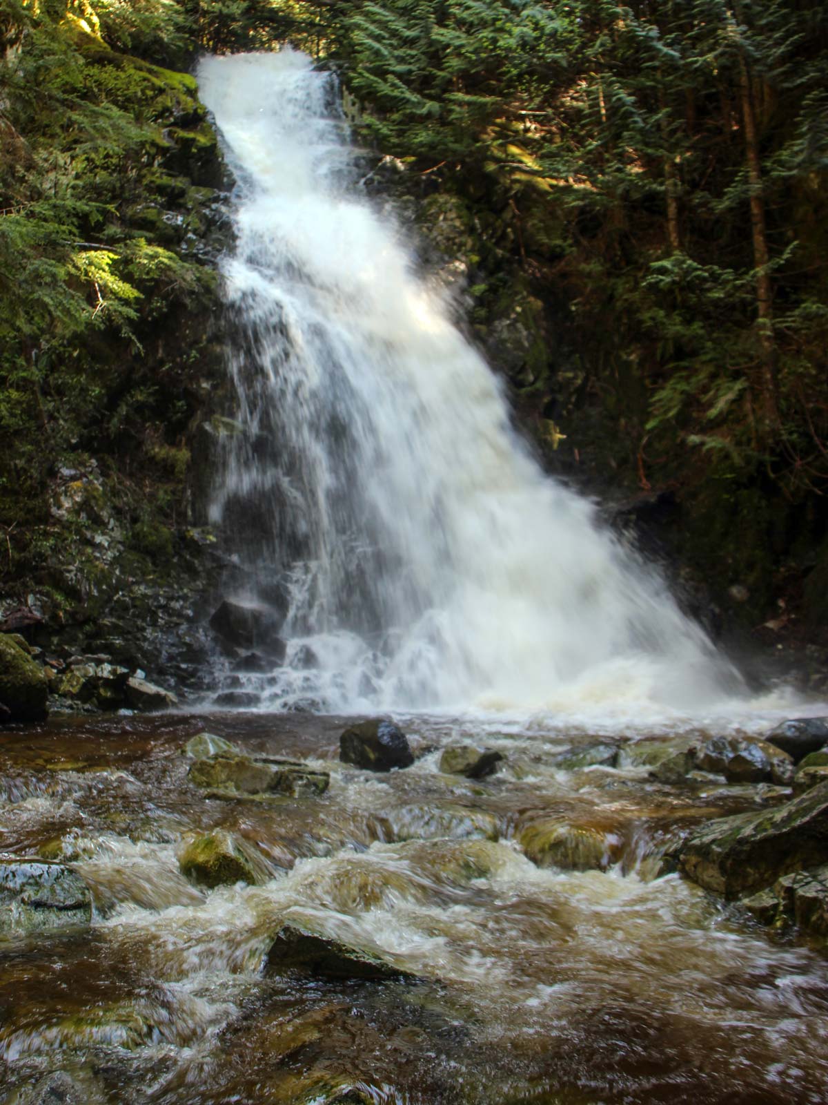 High waterfalls at Sawblade Falls near Vancouver