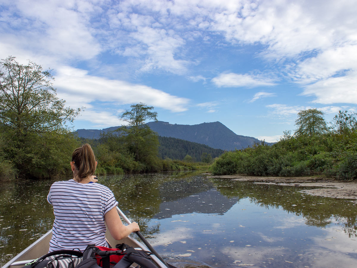 Canoeing to the Widgeon Falls trailhead east of Vancouver BC