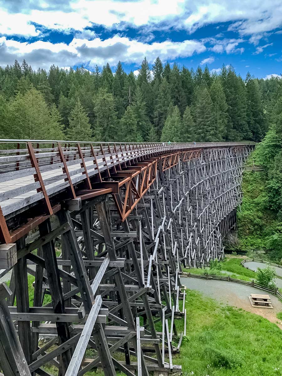 Biking on Kinsol Tressel near Victoria on Vancouver Island