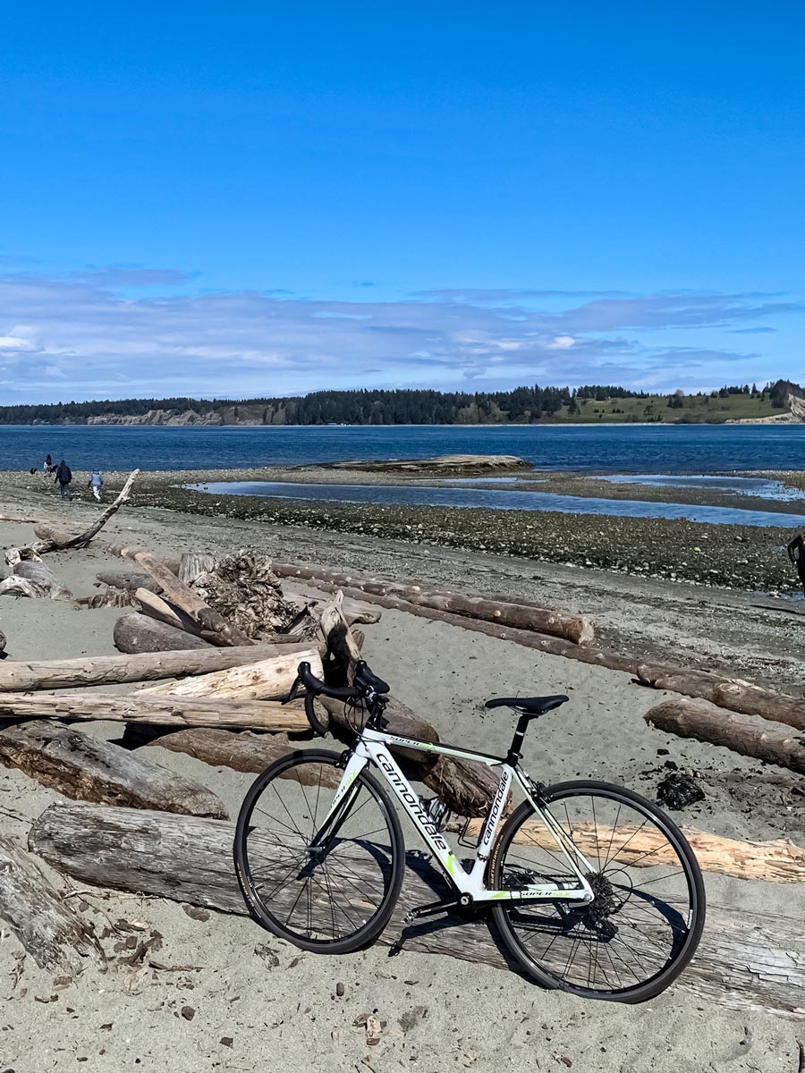 Road bike on Lochside Trail near Victoria BC on West coast