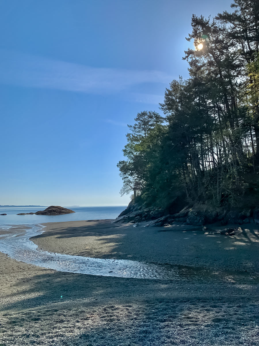 Sunset on the beach along Metchosin Loop bike trail near Victoria